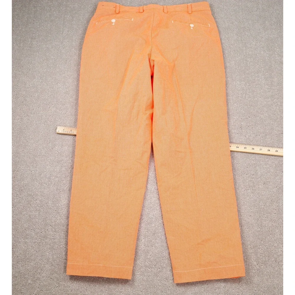 Brooks Brothers Hudson Pants‎ Men W34 L30 Orange Chinos Gingham Check Dress VTG